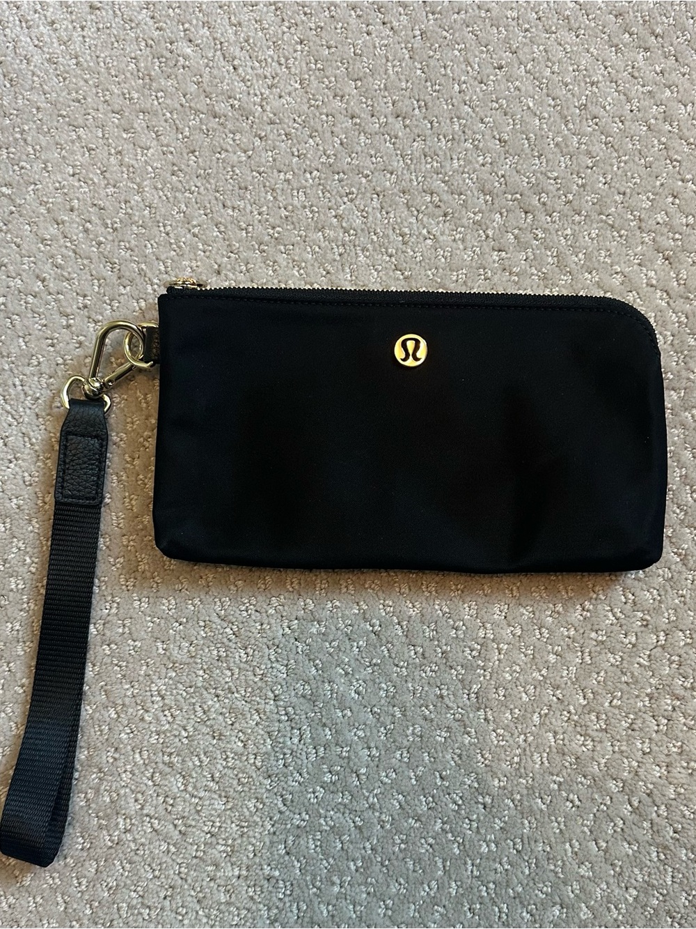 lululemon athletica Black Wristlet Clutch with Gold Emblem